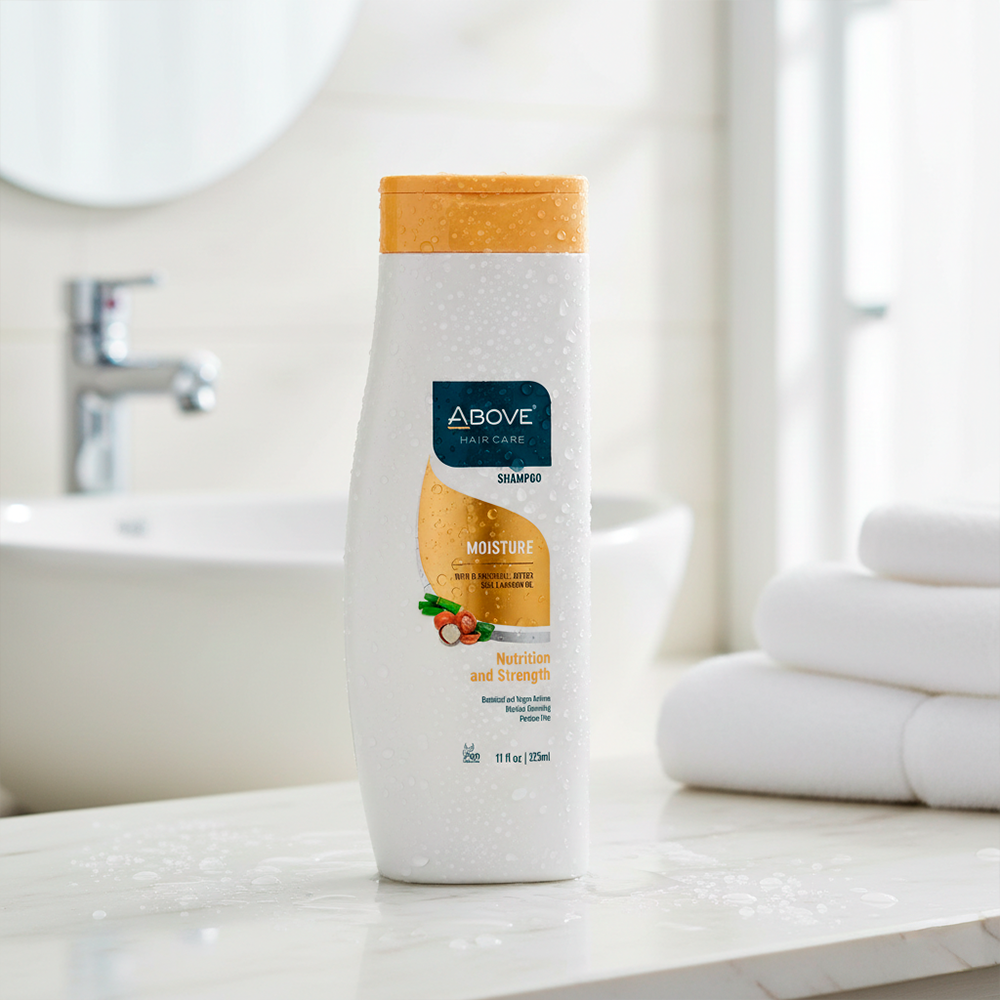 Shampoo Above Moisture Nutrición y Fuerza con D-Panthenol y Manteca de Shea 325ml