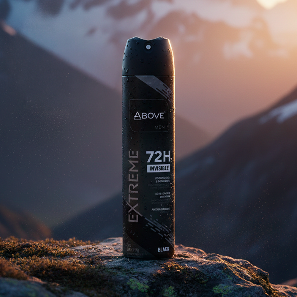 Antitranspirante Spray Above Hombre Extreme Black Protección Seca y Duradera 72h 150ml
