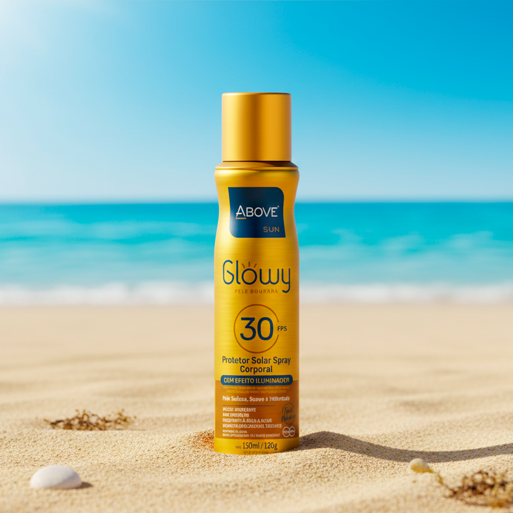 Protector Solar Spray Corporal Above Sun Glowy Efecto Iluminador FPS 30 150ml
