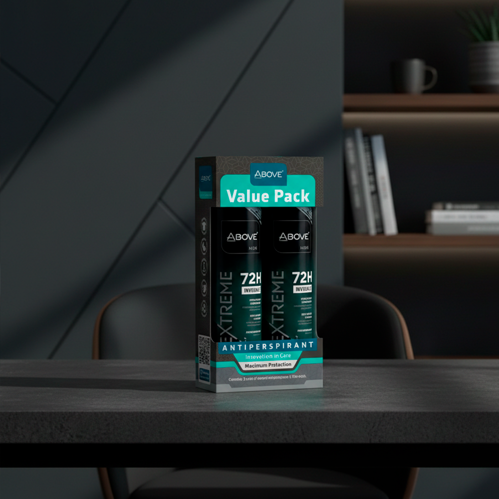 Value Pack Antitranspirante Spray Above Men Extreme Black Invisible Protección Seca 72h Pack x2
