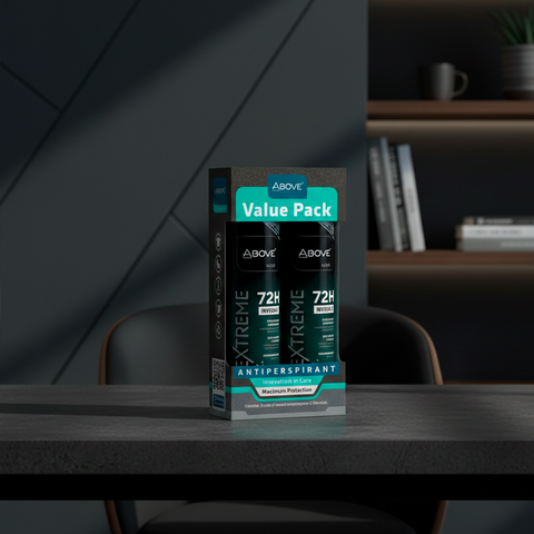 Value Pack Antitranspirante Spray Above Men Extreme Black Invisible Protección Seca 72h Pack x2